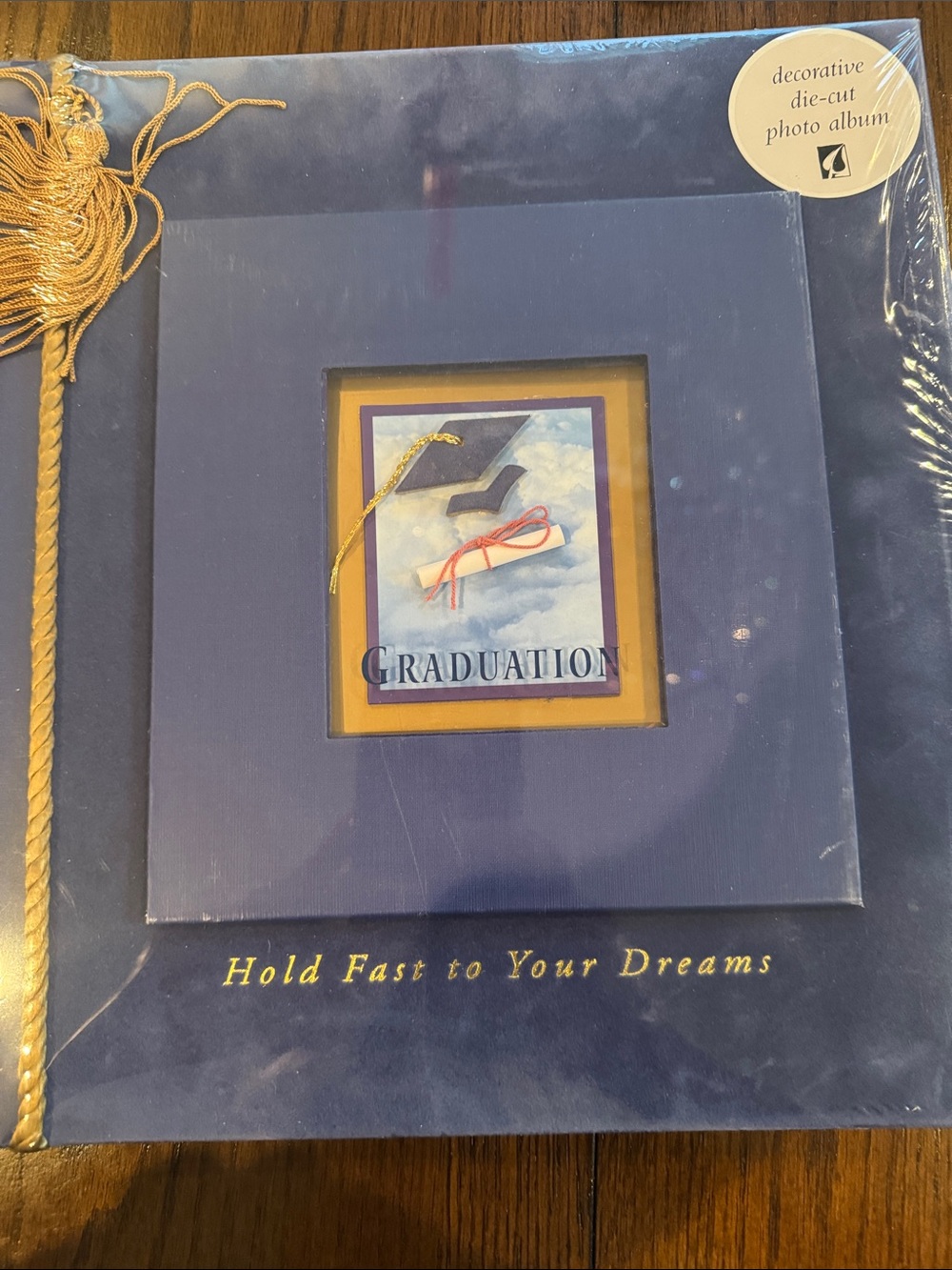 Navy Blue Graduation Keepsake Photo Album with Gold Accent